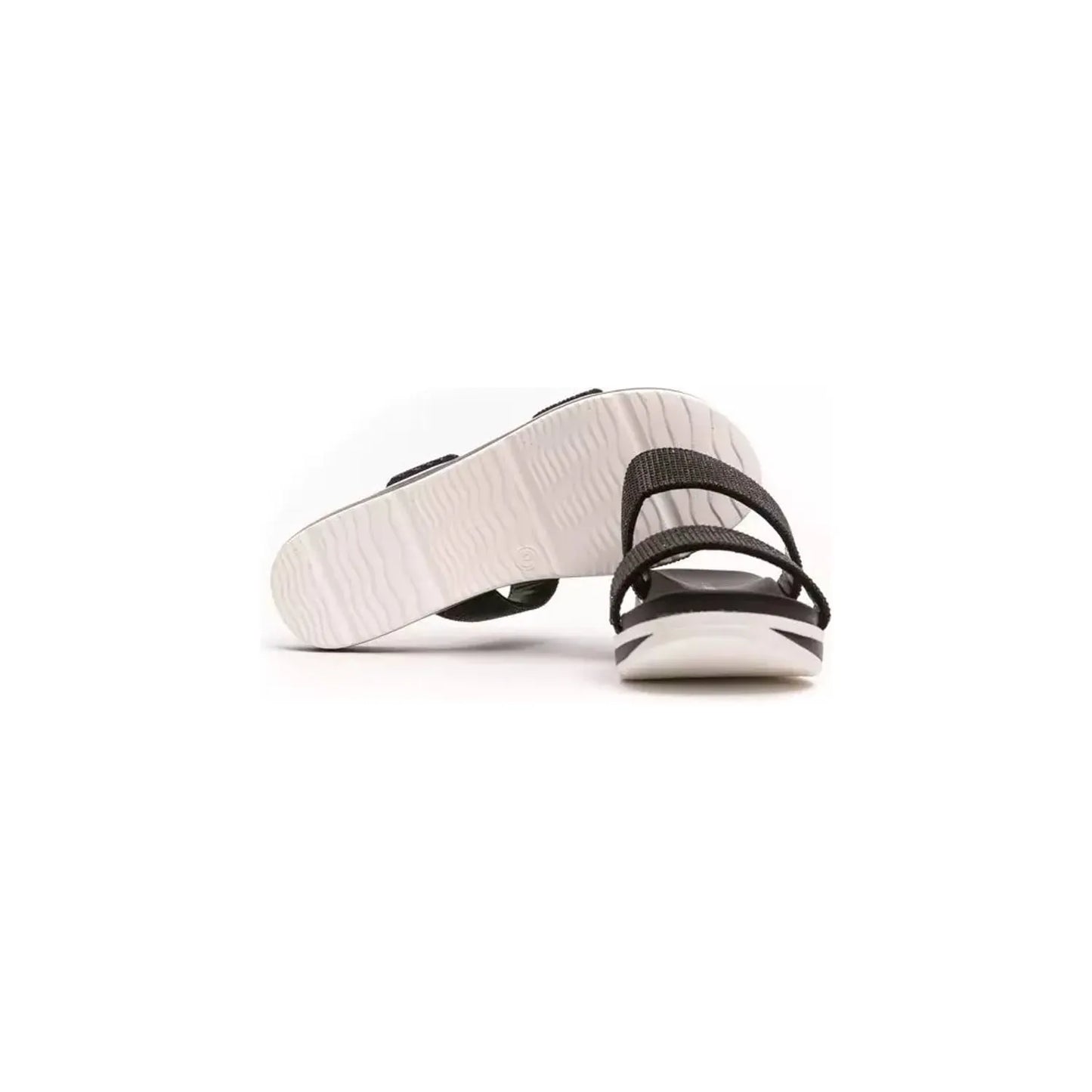 Péché Originel Chic Rhinestone Twin-Strap Low Sandals black-polyurethane-sandal