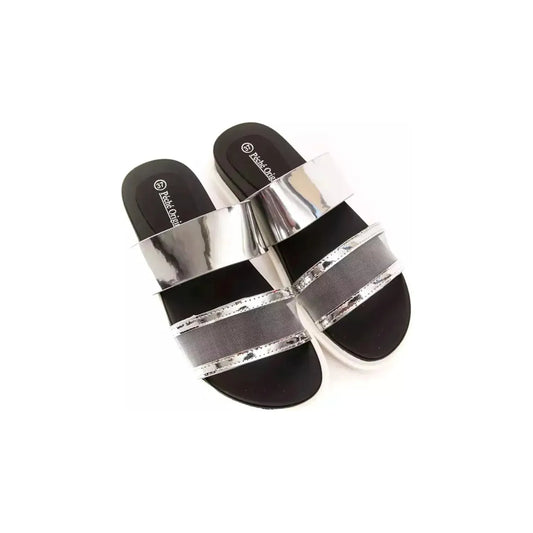 Péché Originel Chic Rhinestone Embellished Dual-Strap Sandals silver-polyurethane-sandal