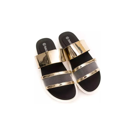 Péché Originel Elegant Gold Strappy Low Heel Sandals gold-polyethylene-lining-material-sandal