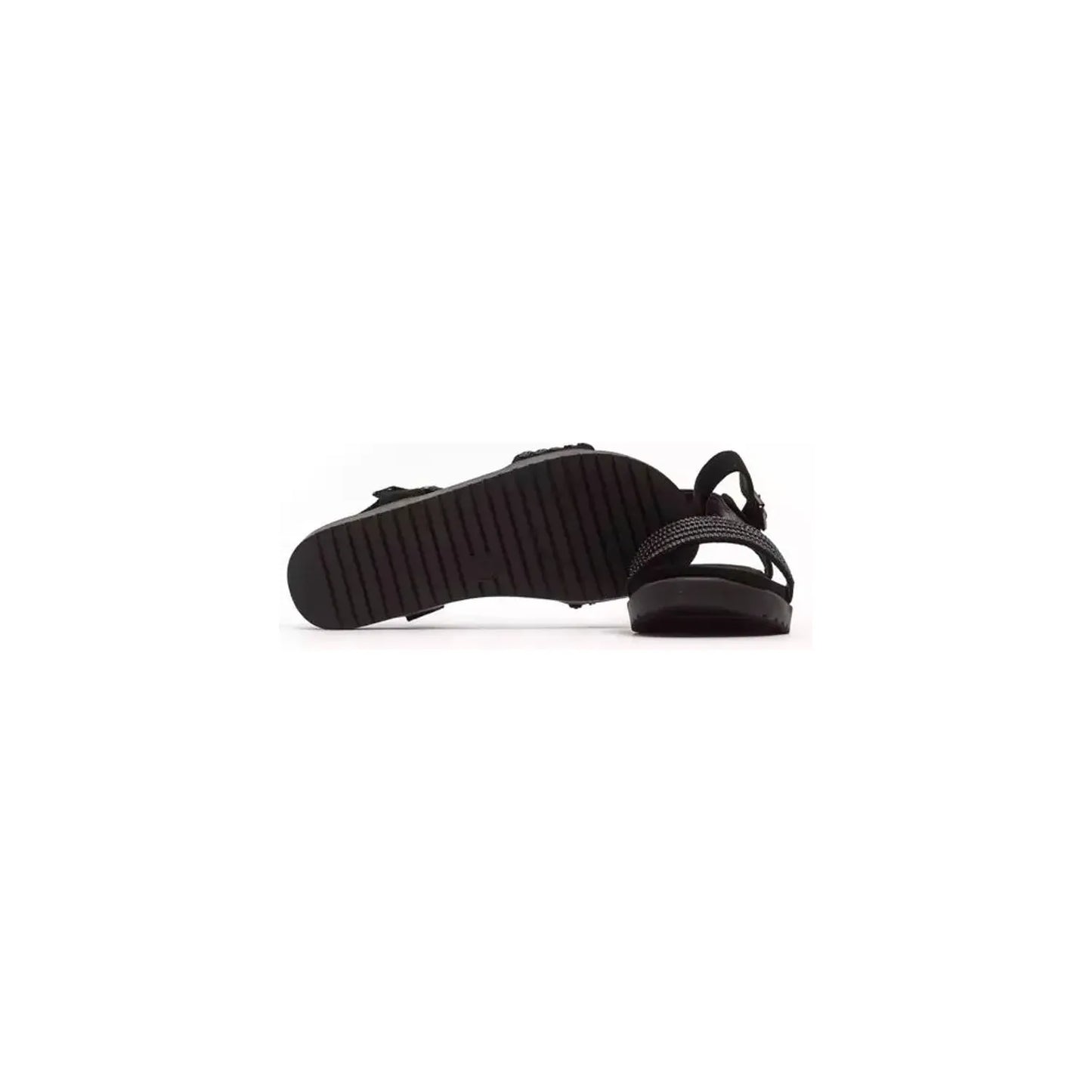 Péché Originel Elegant Ankle Strap Low Sandal with Rhinestones black-sandal-1
