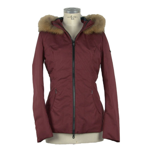 Refrigiwear Elegant Wool-Effect Hooded Jacket with Fur Trim red-polyester-jackets-coat