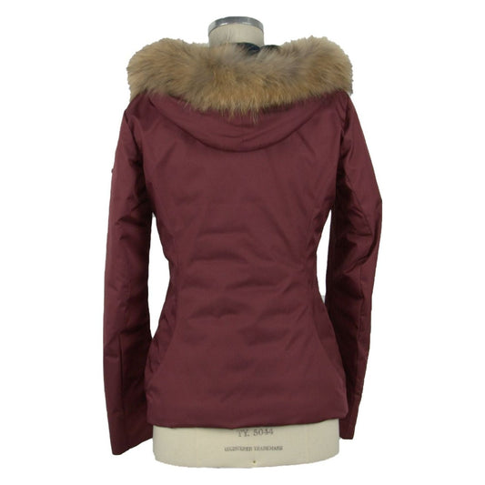 Refrigiwear Elegant Wool-Effect Hooded Jacket with Fur Trim red-polyester-jackets-coat
