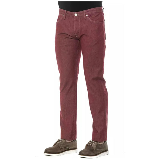 PT Torino Elegant Super Slim Burgundy Trousers burgundy-cotton-jeans-pant-4