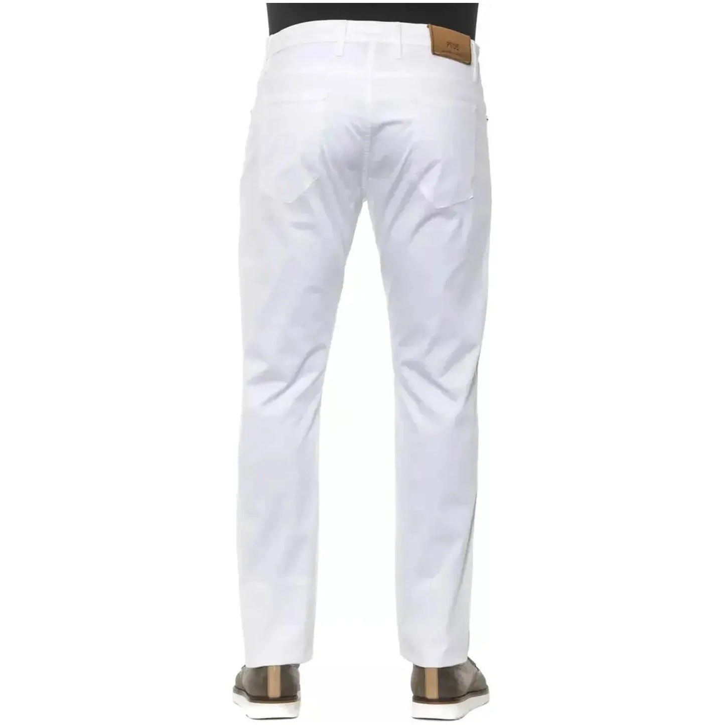 PT Torino Exquisite White Slim Trousers for Men white-cotton-jeans-pant-13
