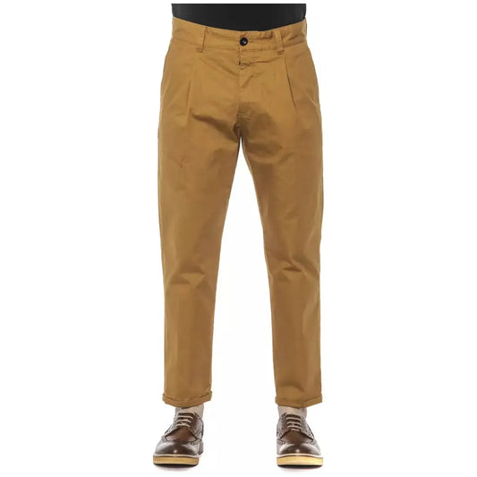 PT Torino Elegant Cotton Pleated Men's Trousers brown-cotton-jeans-pant-5