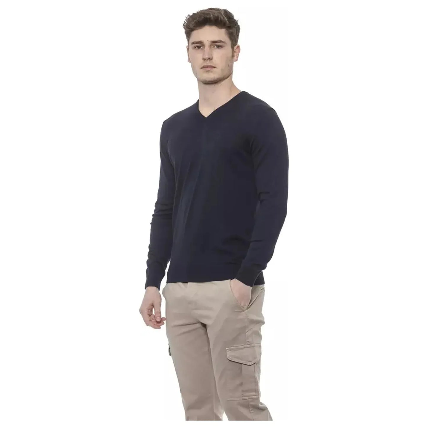 Conte of Florence Elegant V-Neck Cotton Sweater for Men prussianblue-sweater-1 stock_product_image_20335_51871288-19-1121c194-934.webp