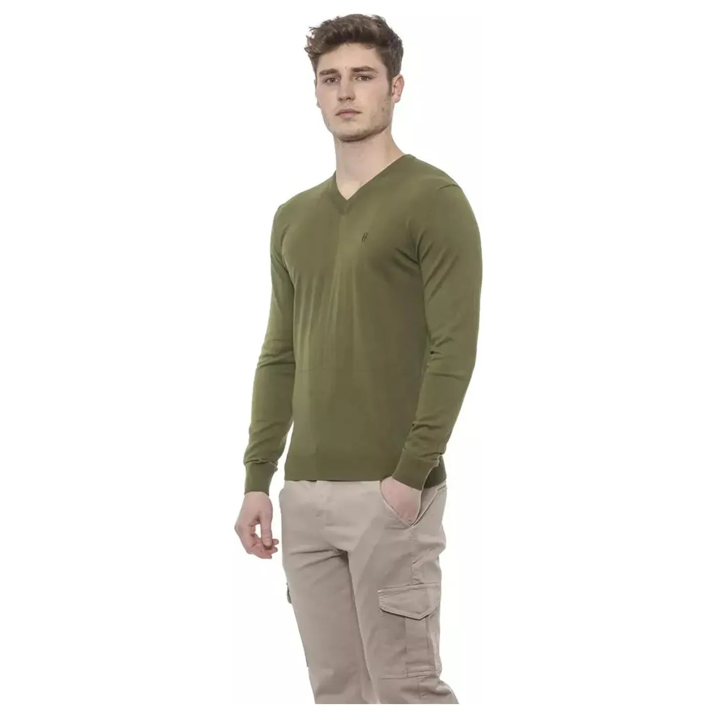 Conte of Florence Elegant V-Neck Green Cotton Sweater olivegreen-sweater stock_product_image_20336_620736967-18-c4a03bf9-5d4.webp