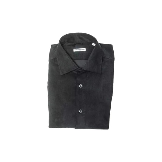 Robert FriedmanElegant Black Cotton Slim Collar ShirtMcRichard Designer Brands£89.00