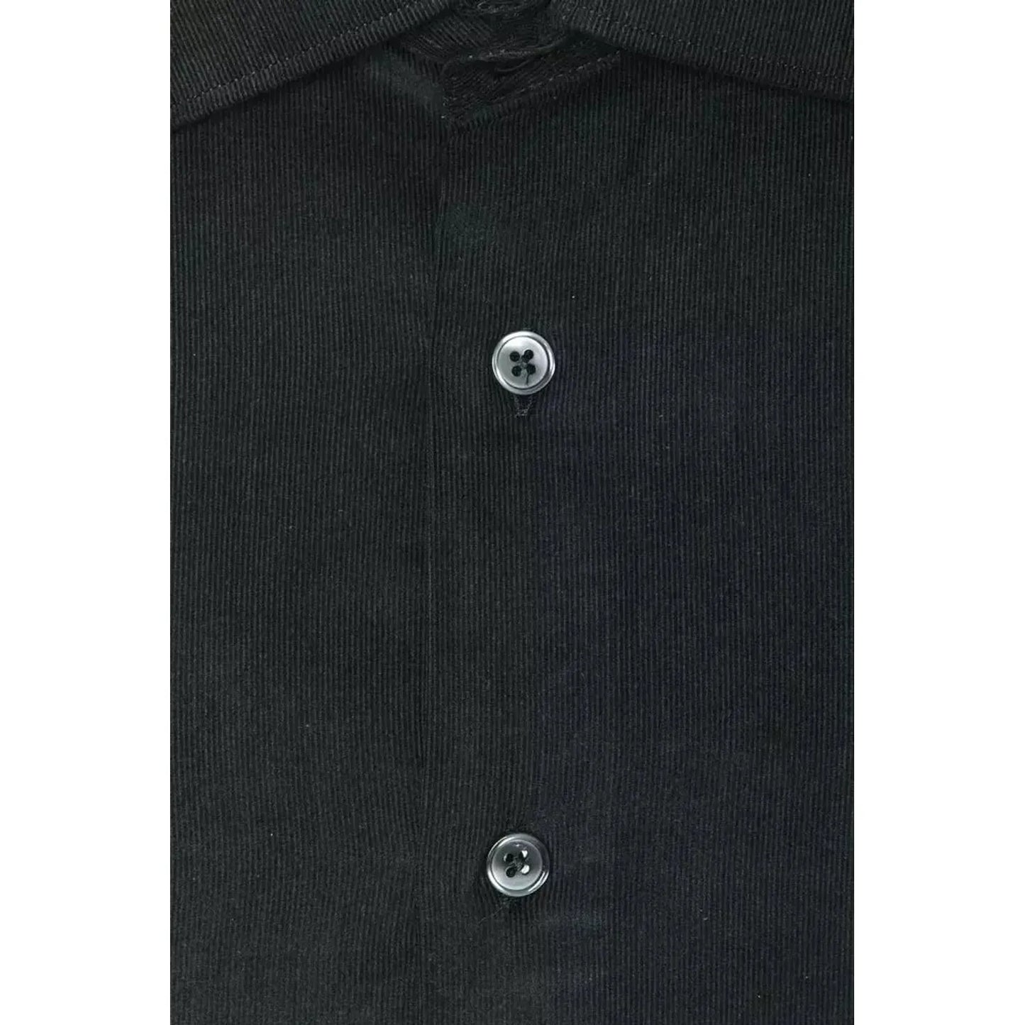 Robert Friedman Elegant Black Cotton Slim Collar Shirt black-cotton-shirt-4
