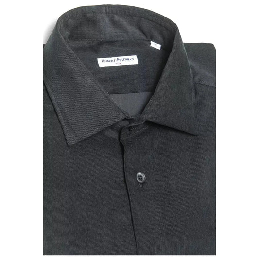 Robert FriedmanElegant Black Cotton Slim Collar ShirtMcRichard Designer Brands£89.00