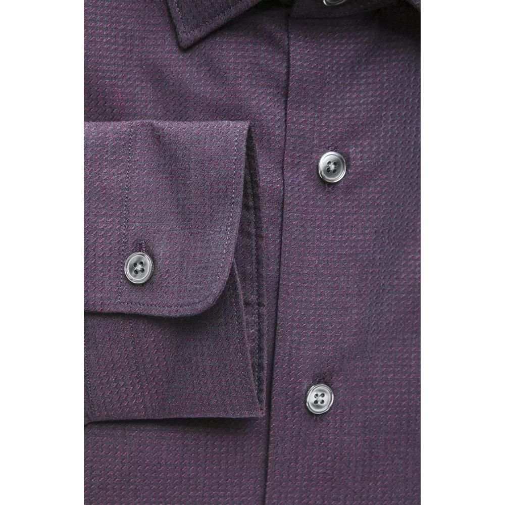Robert Friedman Burgundy Slim Collar Shirt - Medium Elegance burgundy-cotton-shirt-4
