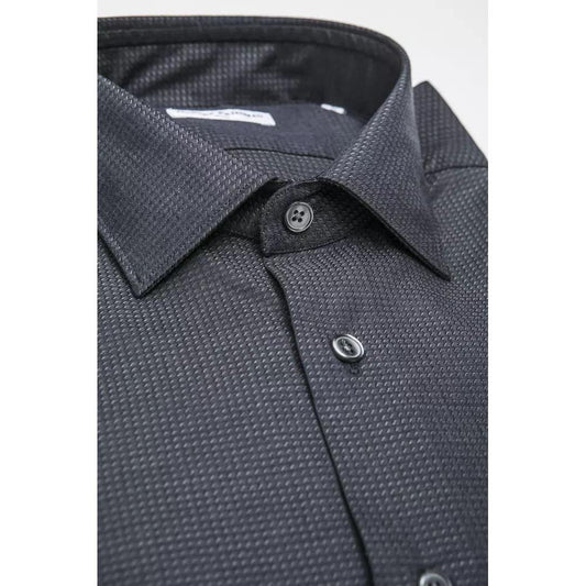 Robert Friedman Sleek Black Cotton Blend Slim Collar Shirt black-cotton-shirt-8 stock_product_image_20386_1721751898-18-259e5a4f-45d.jpg