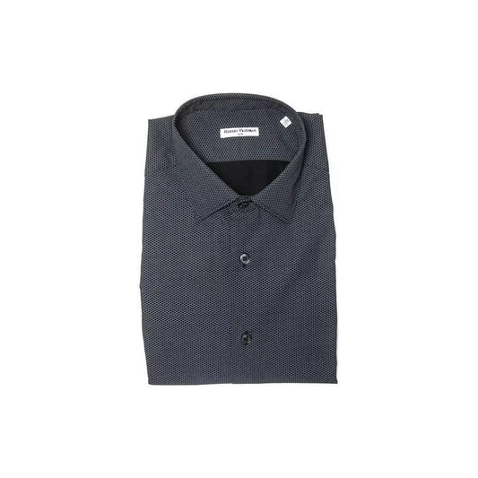 Robert Friedman Elegant Black Cotton Slim Collar Shirt black-cotton-shirt-10
