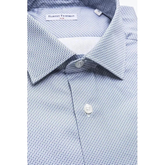 Robert Friedman Elegant Medium Slim Collar Cotton Shirt light-blue-cotton-shirt-17