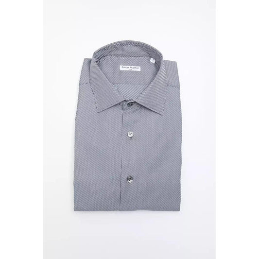 Robert Friedman Sleek Medium Slim Collar Cotton Shirt blue-cotton-shirt-20