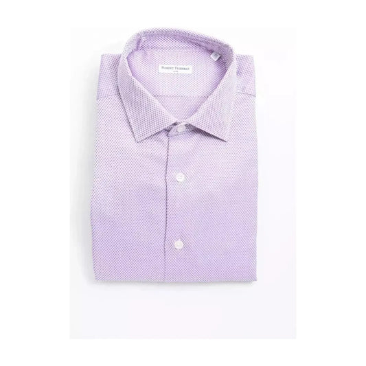 Robert Friedman Elegant Slim Collar Cotton Shirt pink-cotton-shirt-5