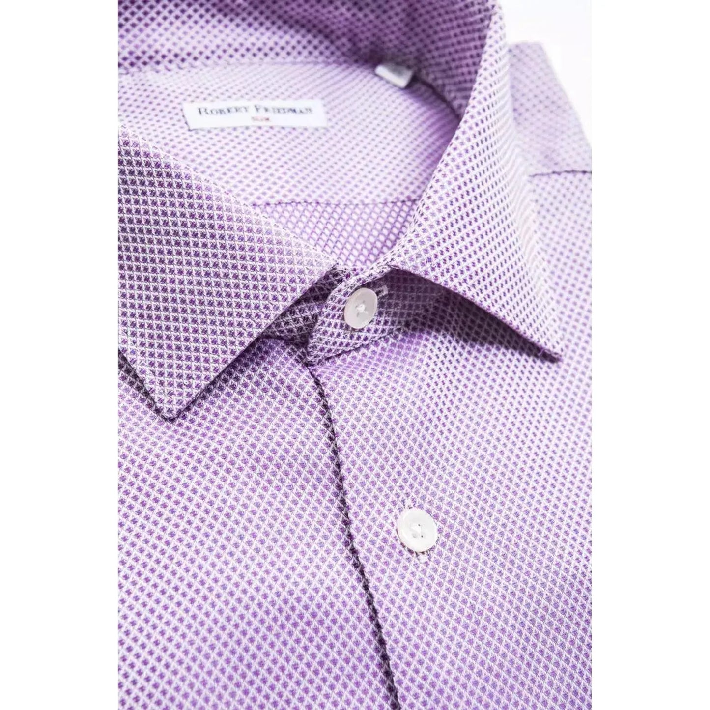 Robert Friedman Elegant Slim Collar Cotton Shirt pink-cotton-shirt-5