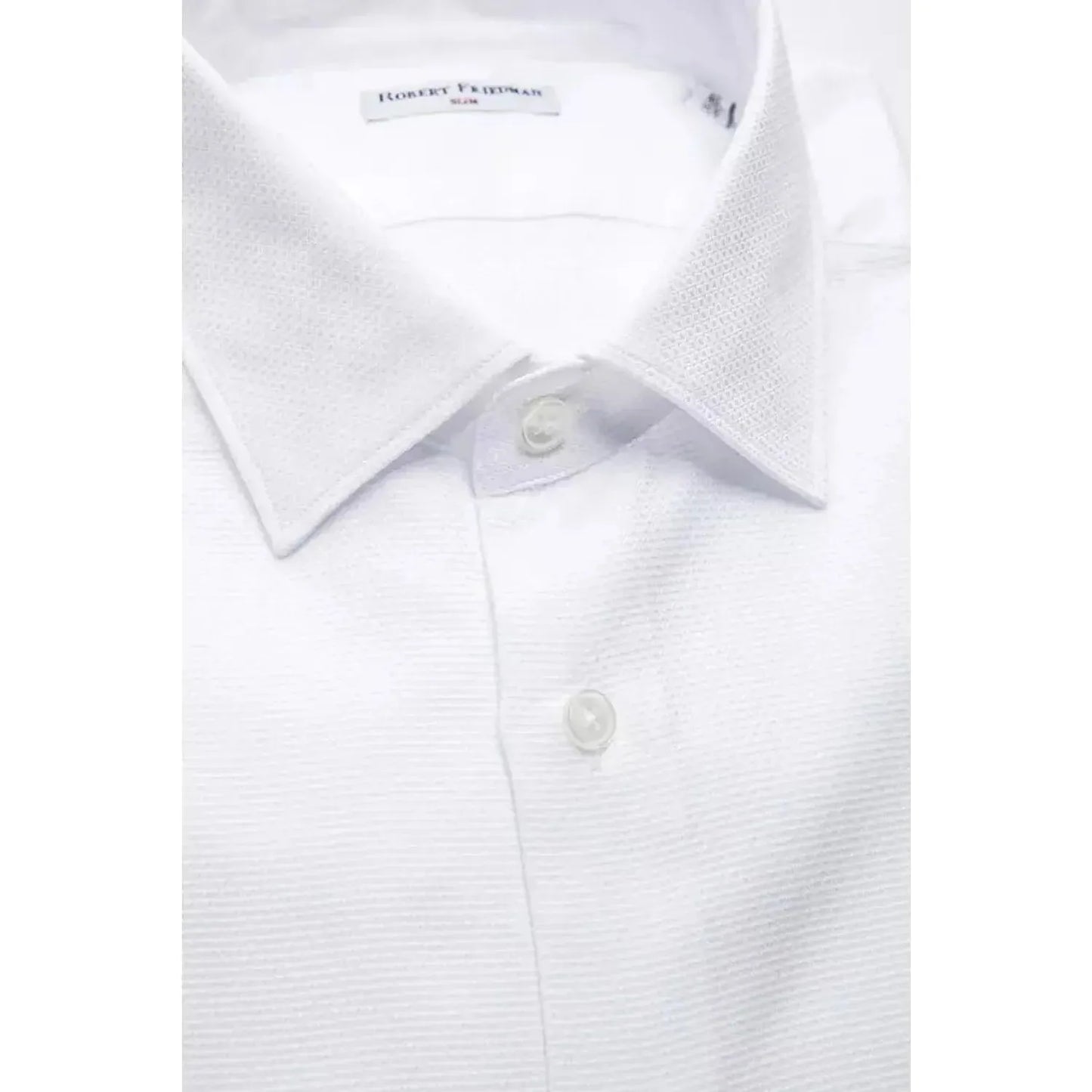 Robert Friedman Elegant White Slim-Fit Cotton Shirt white-cotton-shirt-29
