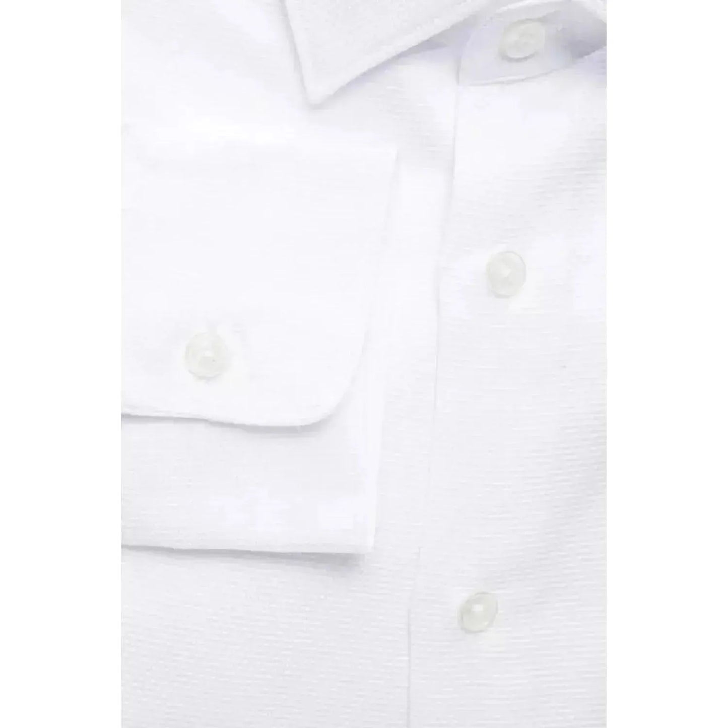 Robert Friedman Elegant White Slim-Fit Cotton Shirt white-cotton-shirt-29