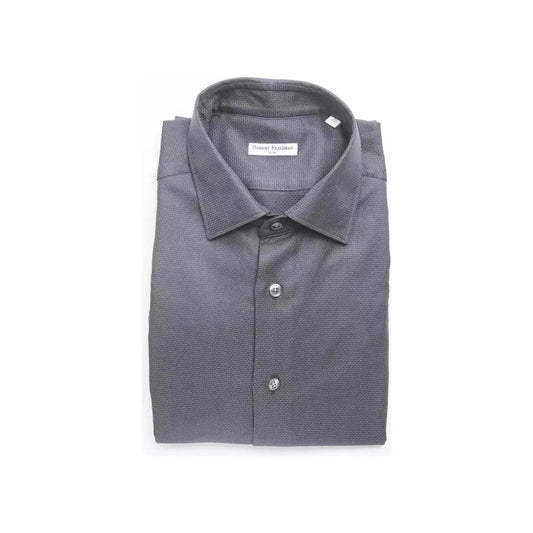 Robert Friedman Elegant Medium Slim Collar Men's Blue Shirt blue-cotton-shirt-11