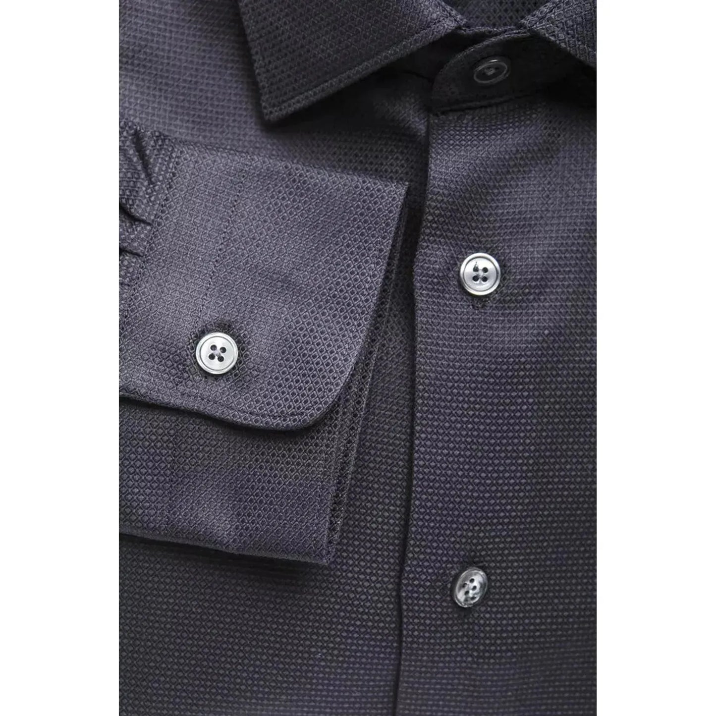 Robert Friedman Elegant Medium Slim Collar Men's Blue Shirt blue-cotton-shirt-11