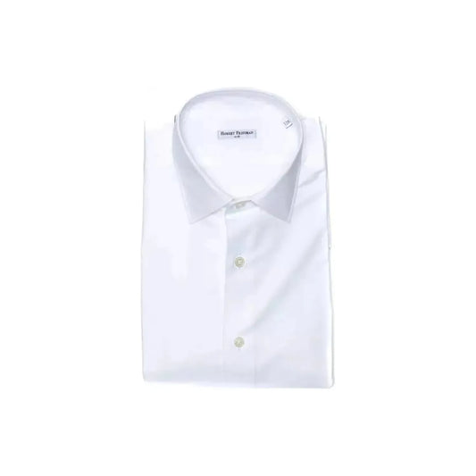 Robert Friedman Elegant White Cotton Slim Shirt for Men white-cotton-shirt-26