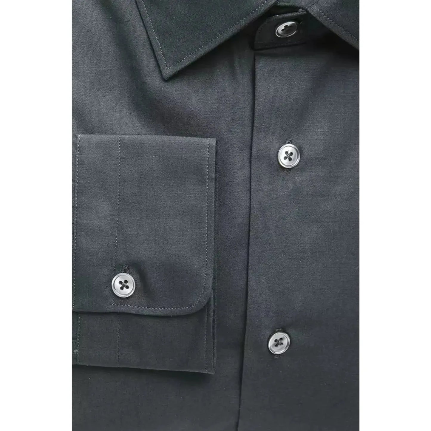 Robert Friedman Elegant Medium Slim Collar Black Shirt black-cotton-shirt-22