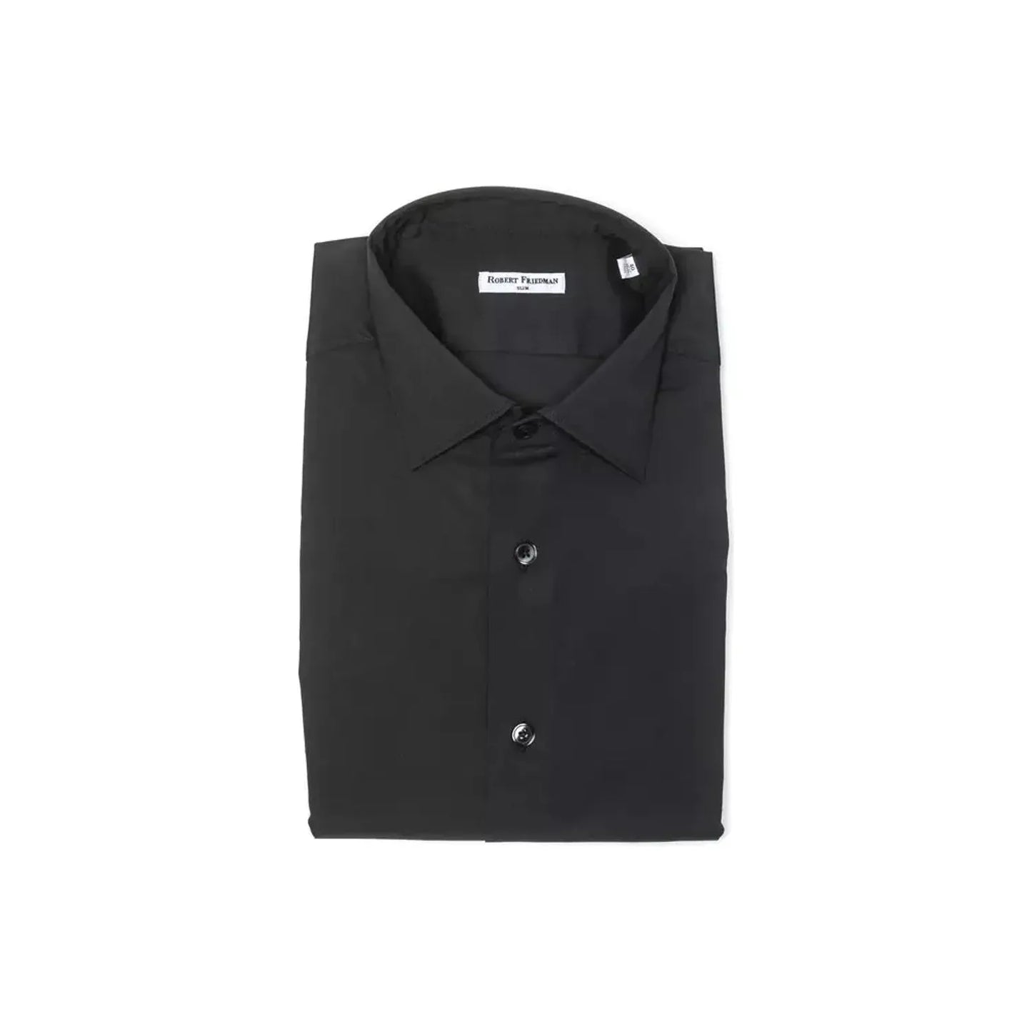 Robert Friedman Elegant Slim Collar Medium Shirt in Gray gray-cotton-shirt-7