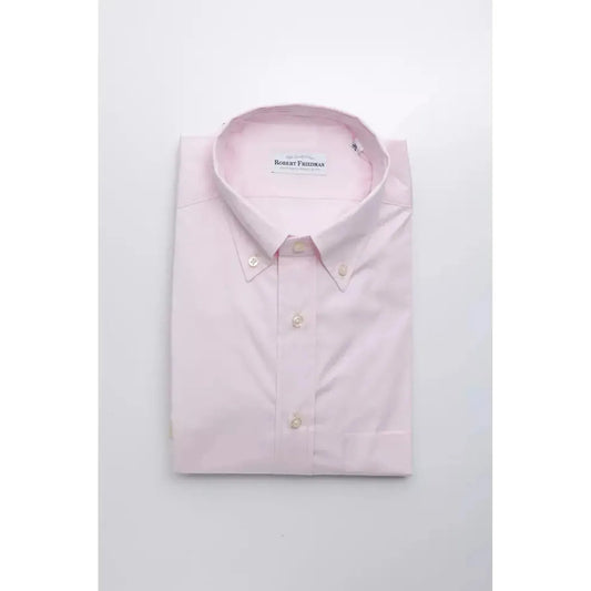 Robert Friedman Elegant Pink Cotton Button-Down Shirt pink-cotton-shirt-6