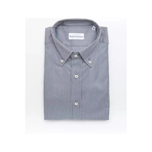 Robert Friedman Elegant Blue Cotton Button-Down Shirt blue-cotton-shirt-16