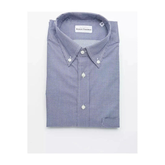 Robert Friedman Elegant Blue Cotton Button-Down Shirt blue-cotton-shirt-14
