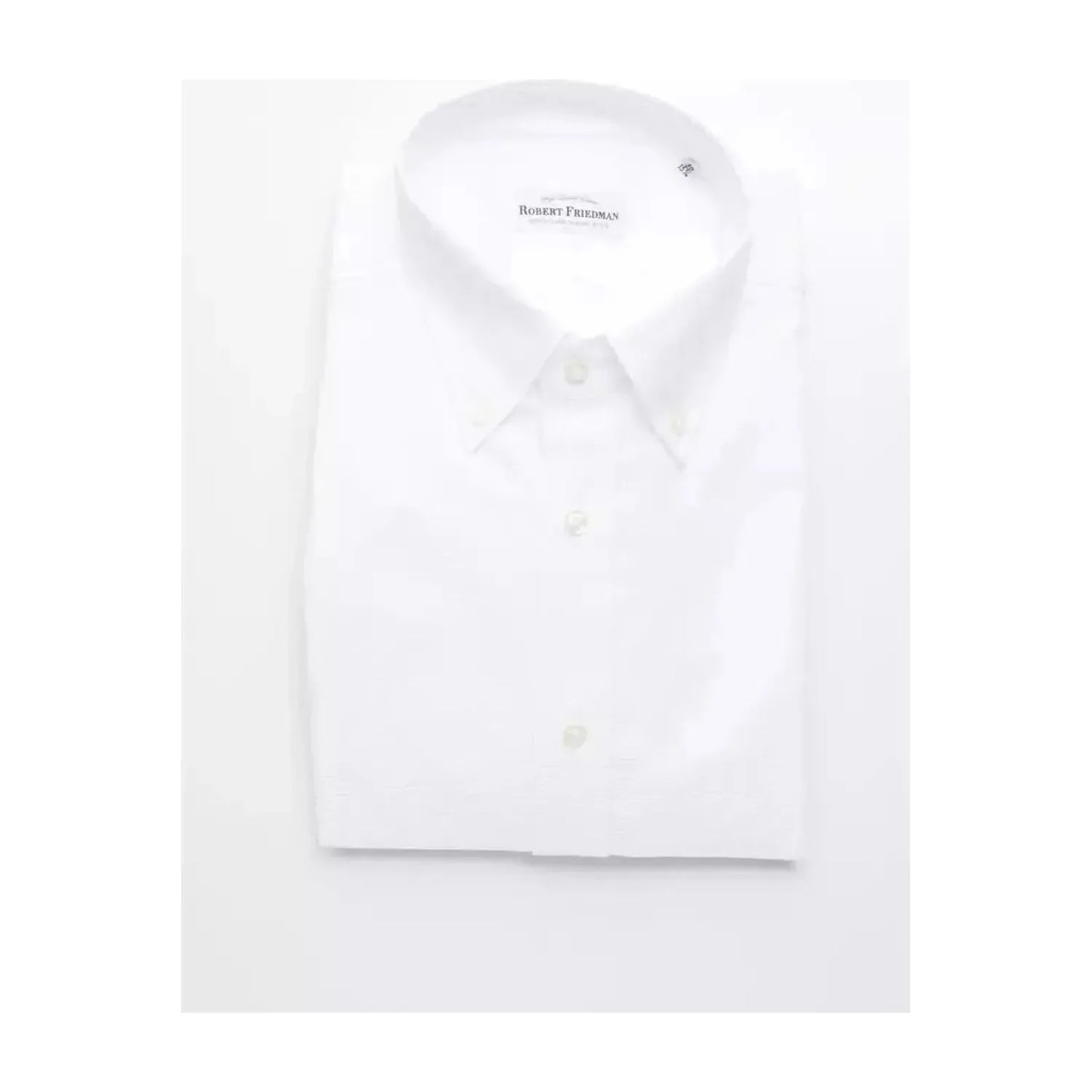 Robert Friedman Elegant White Cotton Button-Down Shirt white-cotton-shirt-22