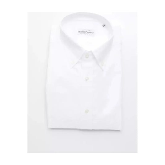 Robert Friedman Elegant White Cotton Button-Down Shirt white-cotton-shirt-22