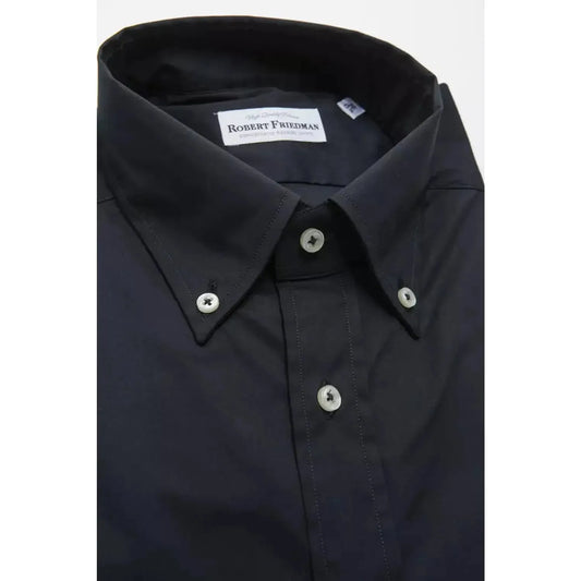 Robert Friedman Elegant Black Button Down Regular Shirt black-cotton-shirt-23