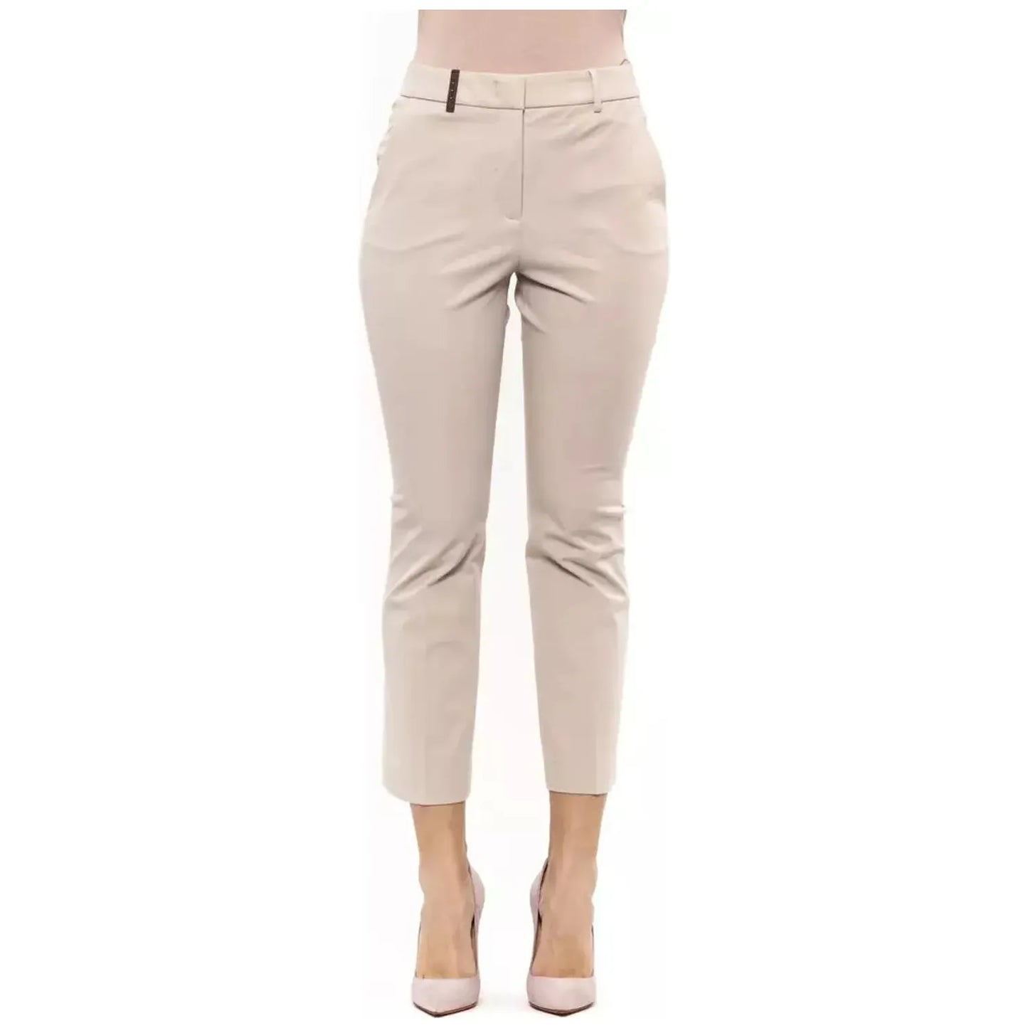 Peserico Elegant Beige Stretch Slim Trousers Jeans & Pants beige-jeans-pant-58