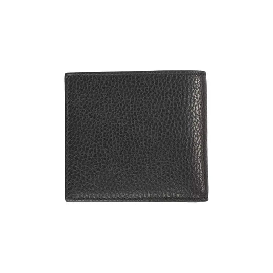 Trussardi Elegant Embossed Leather Men's Wallet black-leather-wallet-76