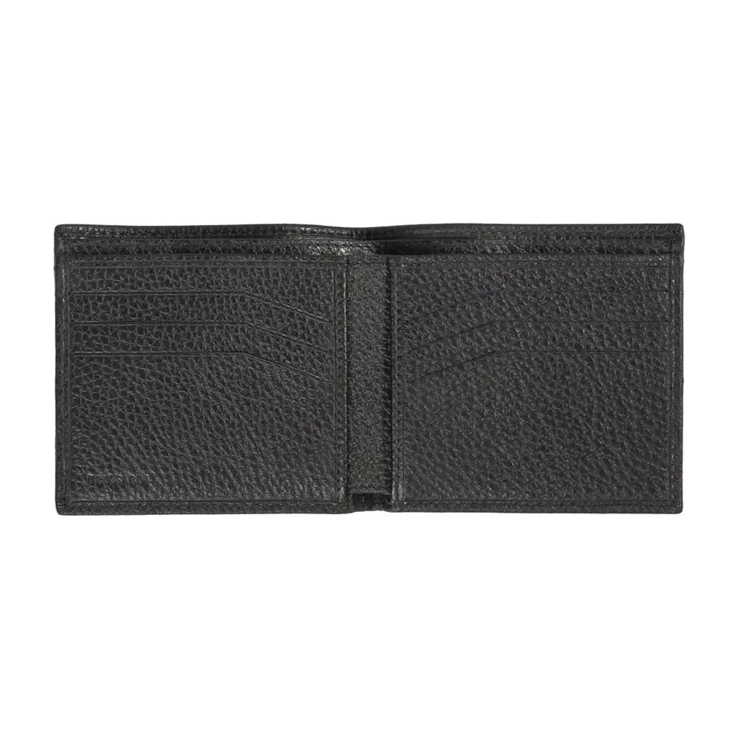 Trussardi Elegant Embossed Leather Men's Wallet black-leather-wallet-76