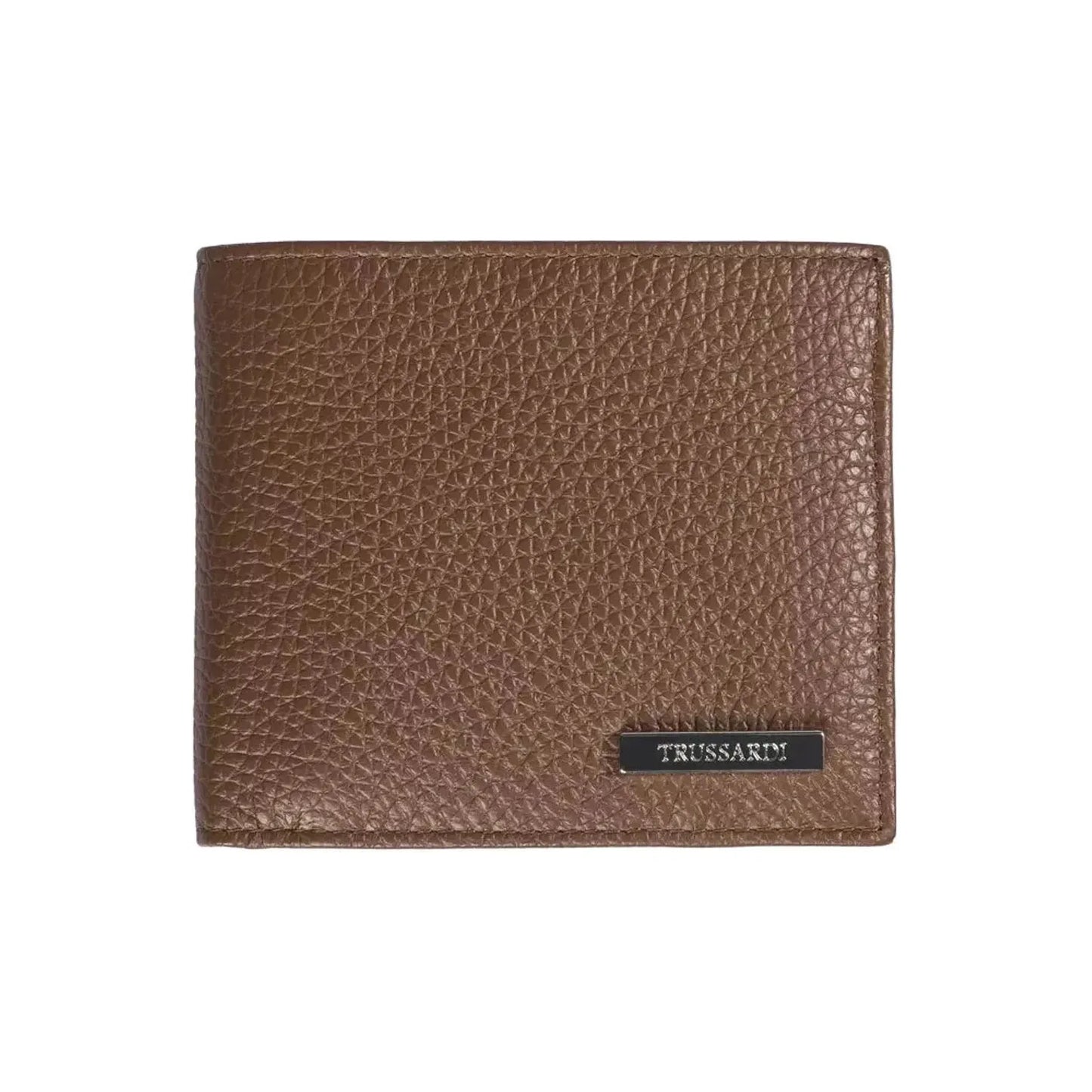 Trussardi Elegant Tumbled Leather Men's Wallet MAN WALLETS dark-brown-wallet