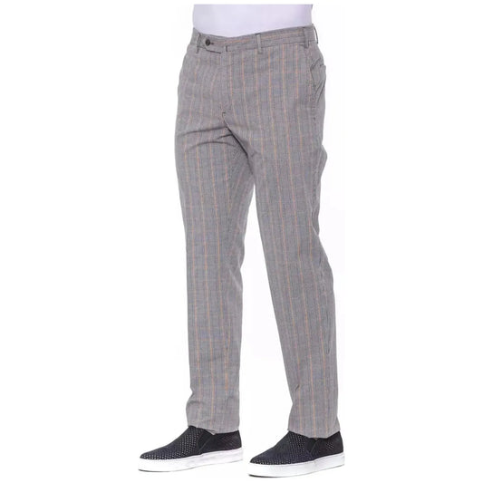 PT Torino Elegant Prince of Wales Check Trousers Jeans & Pants gray-cotton-jeans-pant-3