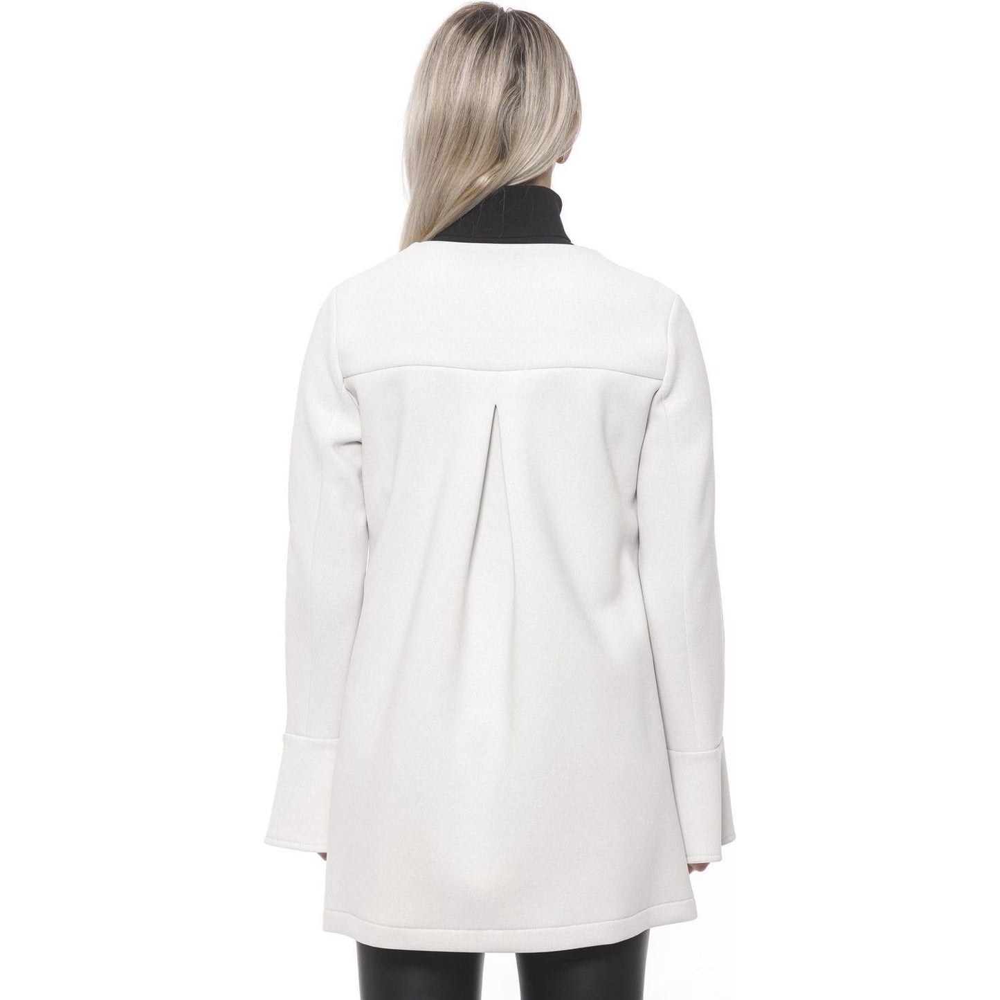 19V69 Italia Elegant White Neoprene Woman Coat white-neoprene-jacket-coat