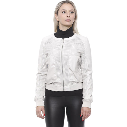 19V69 Italia Chic Beige Perforated Faux Leather Jacket beige-polyurethane-jacket