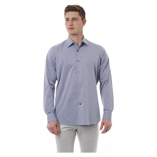 Bagutta Elegant Gray Italian Collar Cotton Shirt gray-cotton-shirt-10