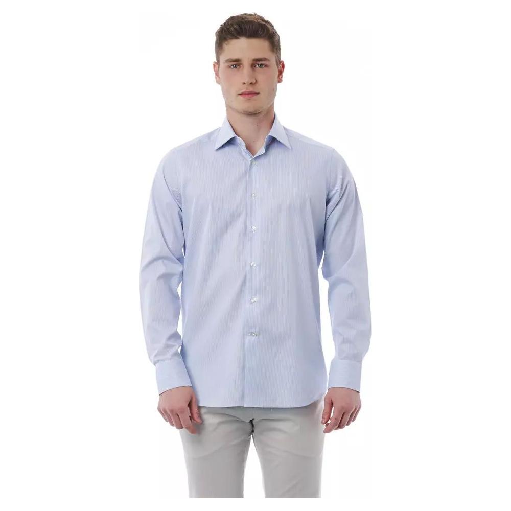 Bagutta Elegant Italian Collar Cotton Shirt light-blue-cotton-shirt-1