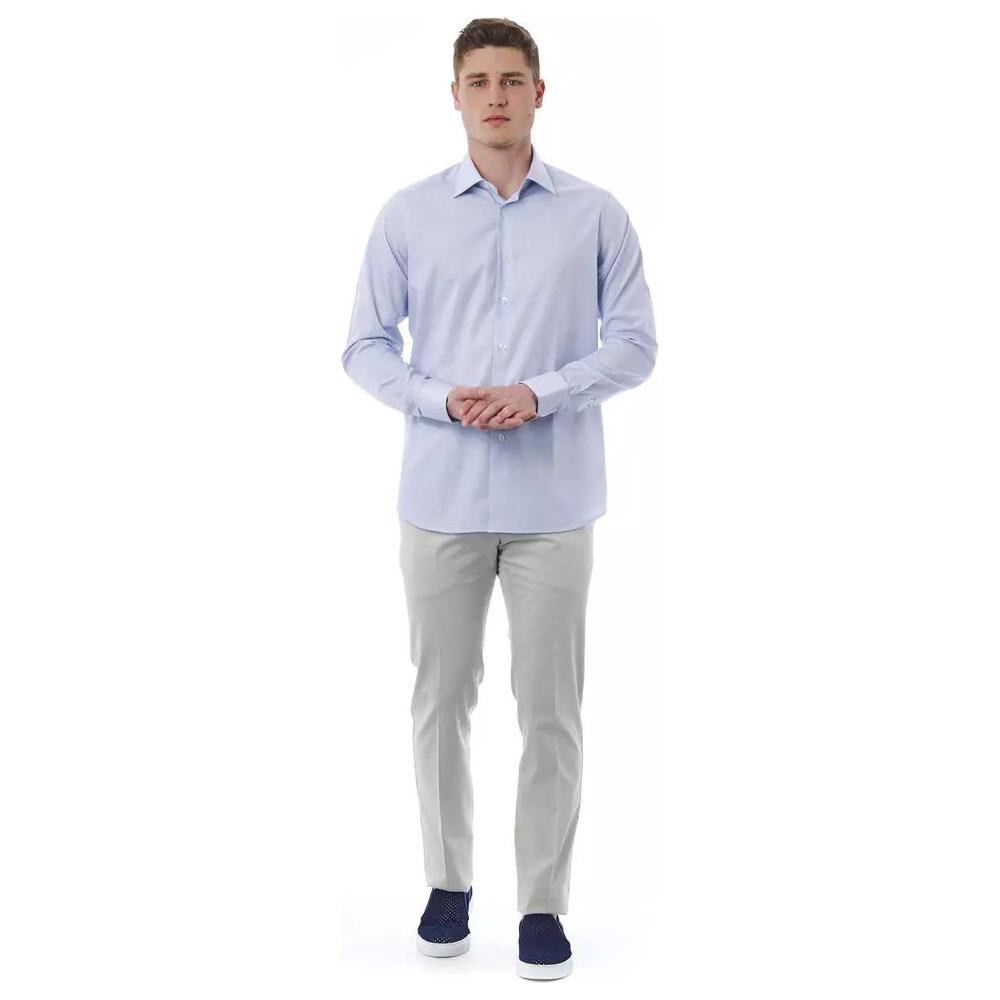 Bagutta Elegant Italian Collar Cotton Shirt light-blue-cotton-shirt-1