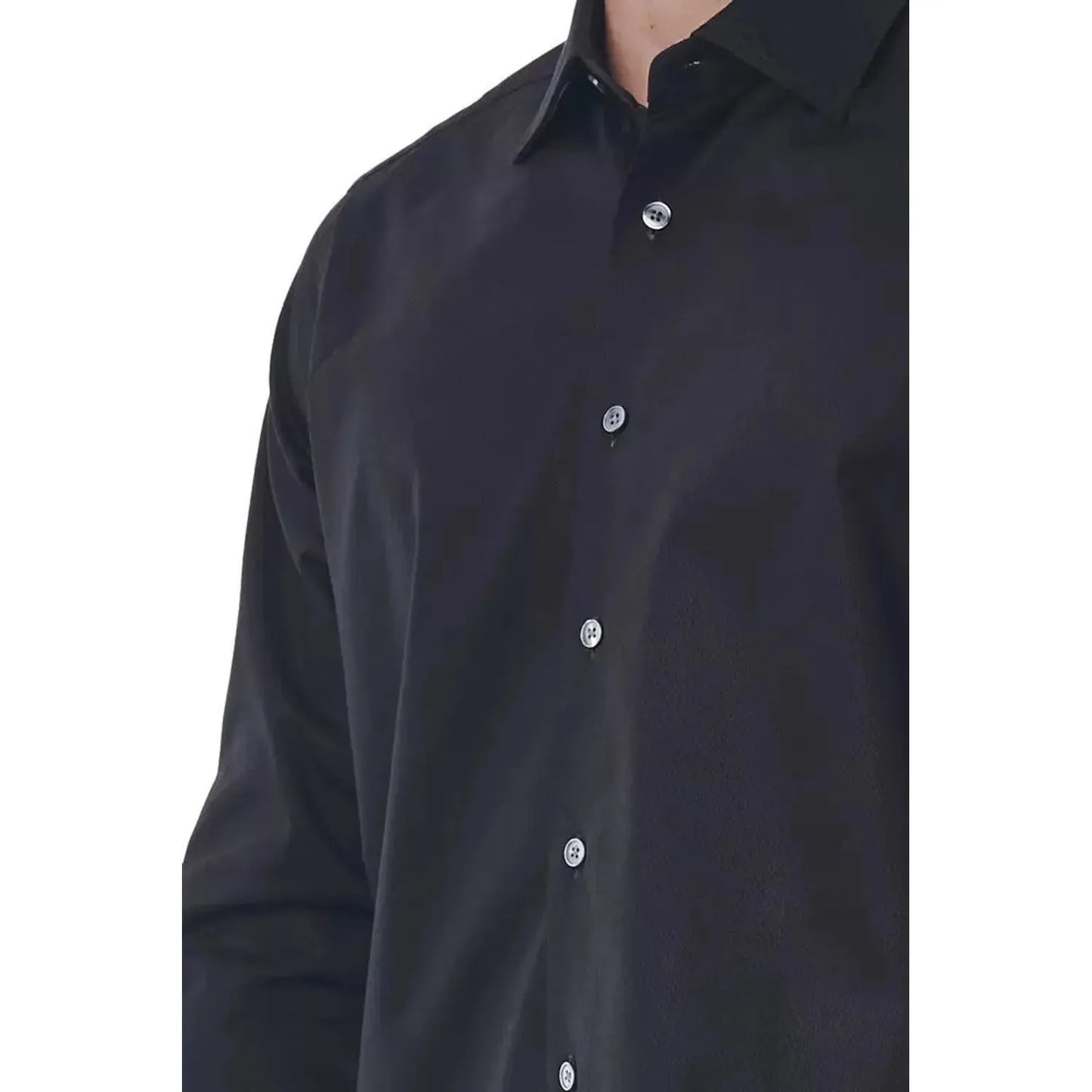 Bagutta Elegant Black Cotton Italian Shirt black-cotton-shirt-20