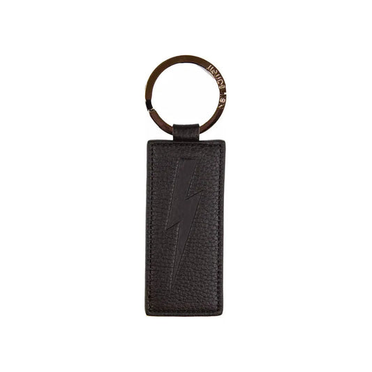 Neil Barrett Sleek Black Leather Keychain for Men black-leather-keychain-1