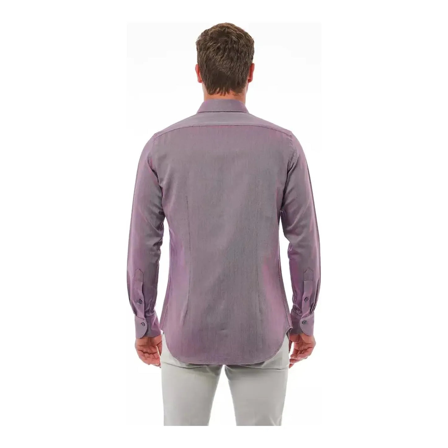 Bagutta Burgundy Slim Fit French Collar Shirt burgundy-cotton-shirt-2