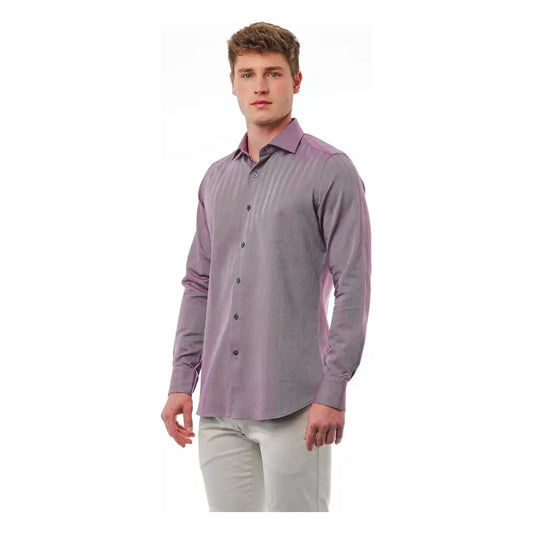 Bagutta Burgundy Slim Fit French Collar Shirt burgundy-cotton-shirt-2