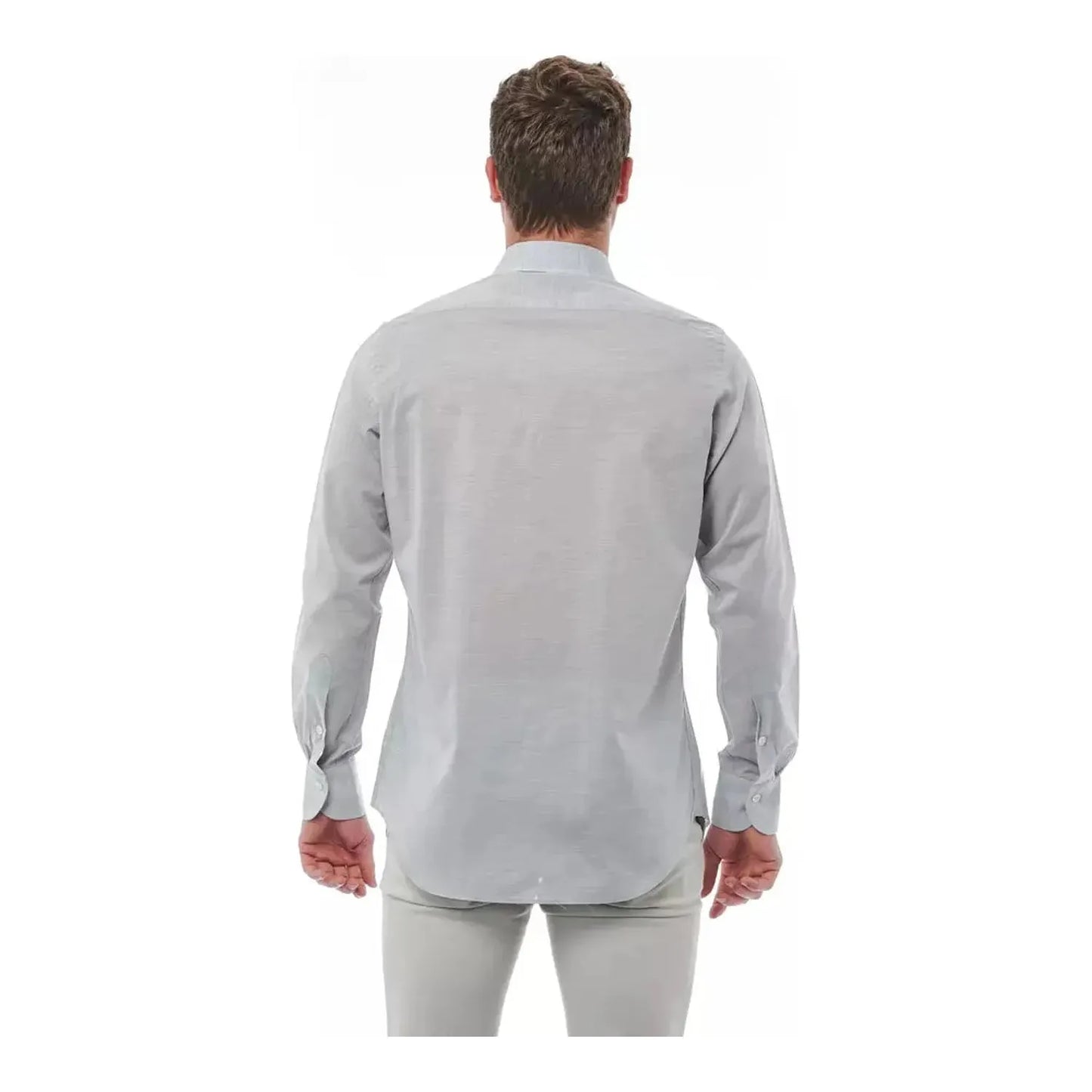Bagutta Elegant Gray Regular Fit Italian Collar Shirt gray-cotton-shirt-4