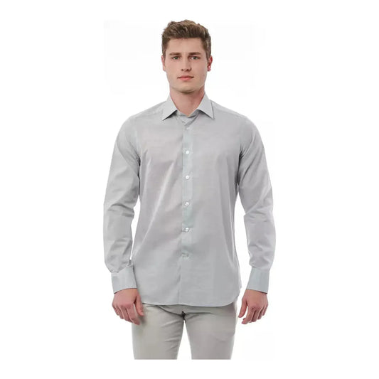 Bagutta Elegant Gray Regular Fit Italian Collar Shirt gray-cotton-shirt-4